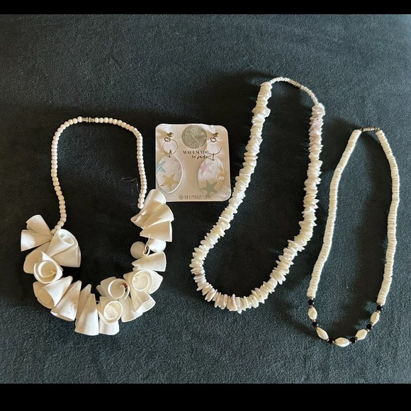 Jewelry - FINAL CLEARANCE VINTAGE (3) PUKA SHELL/MOTHER OF PEARL NECKLACES/PAIR EARRINGS
